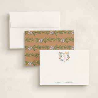 This is a petal personalized stationery thank you cards with standard by Petra Kern called montecito crest printing on signature in 5x7