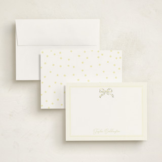 This is a lemon personalized stationery thank you cards with standard by Helena Vitto called bow printing on signature in 5x7