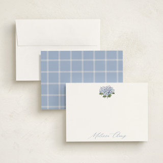 This is a hydrangea personalized stationery thank you cards with standard by Itsy Belle Studio called hydrangea printing on signature in 5x7