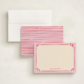 This is a candy personalized stationery thank you cards with standard by Anastasia Makarova called curly corners printing on signature in 5x7