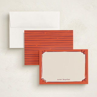 This is a cherry personalized stationery thank you cards with standard by Anastasia Makarova called curly corners printing on signature in 5x7