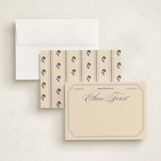 This is a cream personalized stationery thank you cards with standard by Abby Fabrizio called from the office vintage printing on signature in 5x7