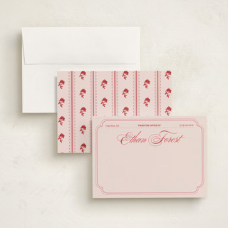 This is a berry personalized stationery thank you cards with standard by Abby Fabrizio called from the office vintage printing on signature in 5x7