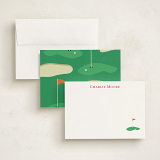 This is a grass personalized stationery thank you cards with standard by Ellen Schlegelmilch called sportsy golf printing on signature in 5x7