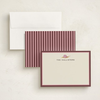 This is a raspberry personalized stationery thank you cards with standard by Pati Cascino called snail mail printing on signature in 5x7