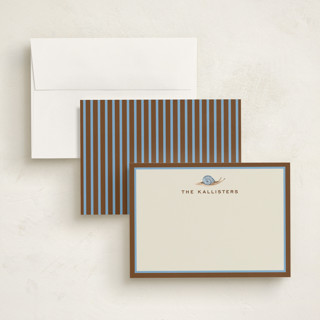 This is a marron personalized stationery thank you cards with standard by Pati Cascino called snail mail printing on signature in 5x7
