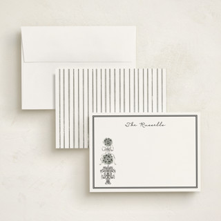 This is a noir personalized stationery thank you cards with standard by Jackie Crawford called hand illustrated topiary printing on signature in 5x7