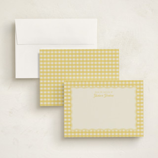 This is a lemonade personalized stationery thank you cards with standard by Brianne Larsen called scalloped gingham printing on signature in 5x7