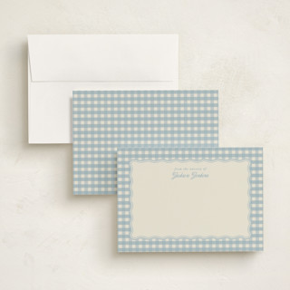 This is a pond personalized stationery thank you cards with standard by Brianne Larsen called scalloped gingham printing on signature in 5x7
