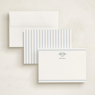 This is a powder personalized stationery thank you cards with standard by Rebecca Marchese called southern mallard duck printing on signature in 5x7