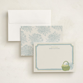 This is a puddle personalized stationery thank you cards with standard by Laura Leigh Davis called sleepy duck printing on signature in 5x7