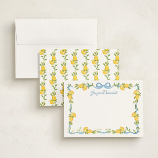 This is a lemon personalized stationery thank you cards with standard by Petra Kern called limoncello printing on signature in 5x7