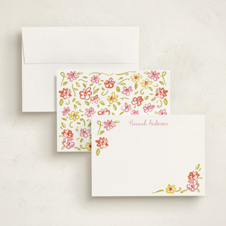 This is a sugar personalized stationery thank you cards with standard by samovilka called pinkorangeflorals printing on signature in 5x7