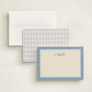 This is a cornflower personalized stationery thank you cards with standard by chocomocacino called naia printing on signature in 5x7