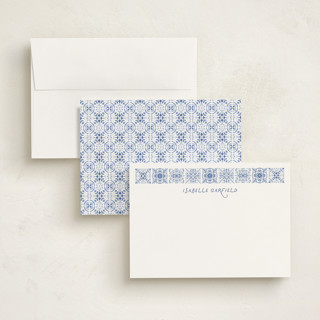 This is a sea personalized stationery thank you cards with standard by Laura Bolter called santorini tiles printing on signature in 5x7