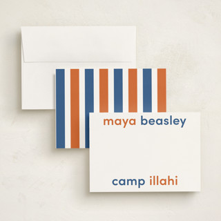 This is a burn orange personalized stationery thank you cards with standard by Megan Davis called camp colors printing on signature in 5x7