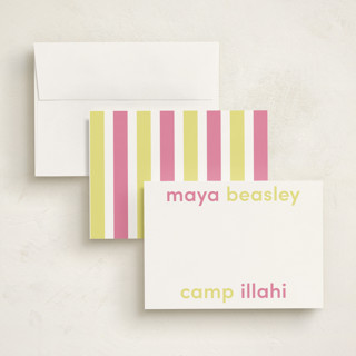 This is a pink lemonade personalized stationery thank you cards with standard by Megan Davis called camp colors printing on signature in 5x7