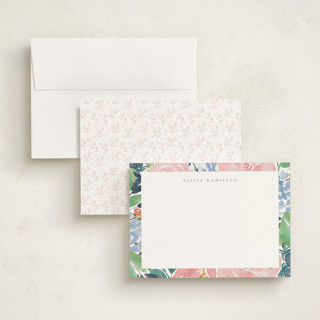 This is a rose personalized stationery thank you cards with standard by Elizabeth Bishop called in the garden printing on signature in 5x7