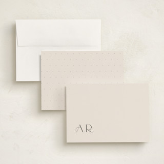 This is a champagne personalized stationery thank you cards with standard by Lori Wemple called monogram printing on signature in 5x7