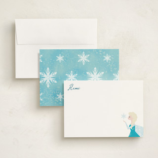 This is a frost personalized stationery thank you cards with standard by Holly Whitcomb called elsa's snowflakes printing on signature in 5x7