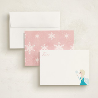 This is a petal personalized stationery thank you cards with standard by Holly Whitcomb called elsa's snowflakes printing on signature in 5x7