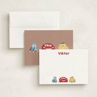This is a cloud personalized stationery thank you cards with standard by tinaleeart called disney pixar cars lightning mcqueen and friends printing on signature in 5x7
