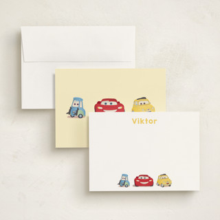 This is a lemonade personalized stationery thank you cards with standard by tinaleeart called disney pixar cars lightning mcqueen and friends printing on signature in 5x7