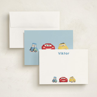 This is a powder personalized stationery thank you cards with standard by tinaleeart called disney pixar cars lightning mcqueen and friends printing on signature in 5x7