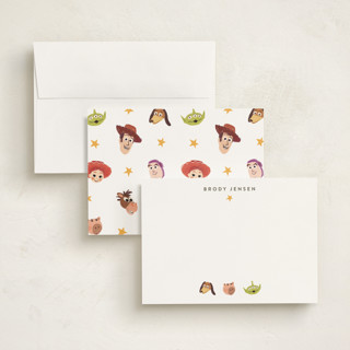 This is a cloud personalized stationery thank you cards with standard by Dani Lugato called pixar's toy story toys printing on signature in 5x7