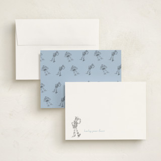 This is a powder personalized stationery thank you cards with standard by Anna Black called pixar's toy story in pencil printing on signature in 5x7