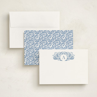 This is a sky personalized stationery thank you cards with standard by Jen Owens called leafy letter printing on signature in 5x7