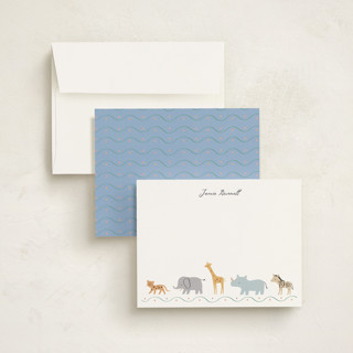 This is a jungle personalized stationery thank you cards with standard by Cubeely Paris called little safari adventure printing on signature in 5x7