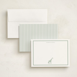 This is a palm personalized stationery thank you cards with standard by Jenna Holcomb called safari toile printing on signature in 5x7