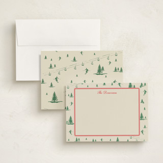 This is a sage personalized stationery thank you cards with standard by Jen Ramsey called ski time printing on signature in 5x7