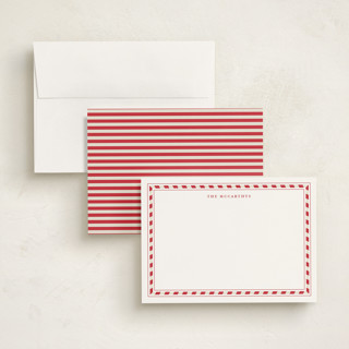 This is a candy cane personalized stationery thank you cards with standard by Alston Foster called sweet peppermint frame printing on signature in 5x7