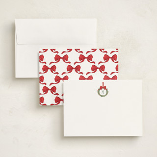 This is a wreath personalized stationery thank you cards with standard by Petra Kern called winter monogram printing on signature in 5x7
