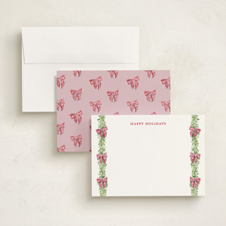 This is a peppermint personalized stationery thank you cards with standard by Sarah Knight called plaid bows printing on signature in 5x7
