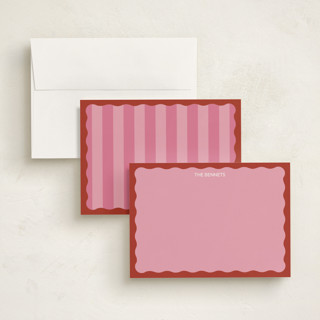 This is a raspberry personalized stationery thank you cards with standard by Helena Vitto called color wave printing on signature in 5x7