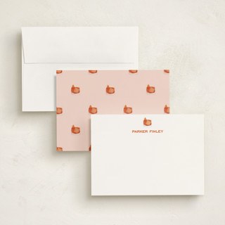 This is a tangerine personalized stationery thank you cards with standard by Baumbirdy called negroni (add-on) printing on signature in 5x7