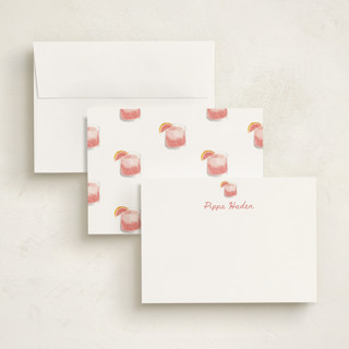 This is a grapefruit personalized stationery thank you cards with standard by Baumbirdy called paloma (add-on) printing on signature in 5x7