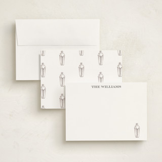 This is a coal personalized stationery thank you cards with standard by Baumbirdy called cocktail shaker (add-on) printing on signature in 5x7