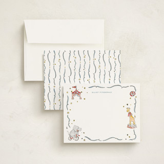 This is a sky personalized stationery thank you cards with standard by Pati Cascino called circus printing on signature in 5x7