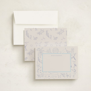 This is a navy personalized stationery thank you cards with standard by Paloma Morand Monteil called my fantastic world suite printing on signature in 5x7