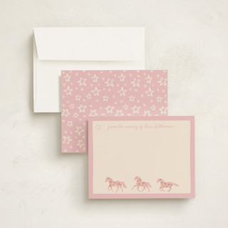 This is a cotton candy personalized stationery thank you cards with standard by Jenna Holcomb called pink pony club printing on signature in 5x7
