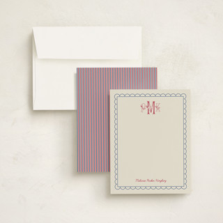 This is a berry personalized stationery thank you cards with standard by Heather Schertzer called embroidery printing on signature in 5x7