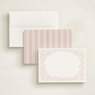 This is a mulberry personalized stationery thank you cards with standard by Kamala Nahas called botanical border printing on signature in 5x7