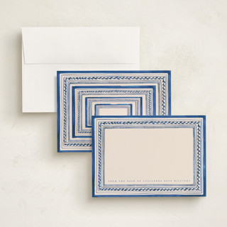 This is a powder personalized stationery thank you cards with standard by Teju Reval called vintage border printing on signature in 5x7
