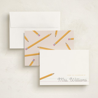 This is a sunflower personalized stationery thank you cards with standard by Poised Avenue called classroom notes printing on signature in 5x7