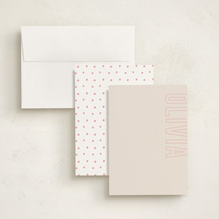 This is a cream personalized stationery thank you cards with standard by Ilene Guy called big name printing on signature in 5x7