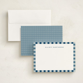 This is a lagoon personalized stationery thank you cards with standard by Olivia Raufman called refined stripe printing on signature in 5x7